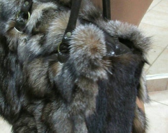 CRYSTAL FOX FUR Bag!Brand New Real Natural Genuine Fur