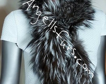 Double length SILVER FOX Boa style SCARF!Brand New Real Natural Genuine Fur!