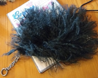 TWO MONGOLIAN SHEEP Fur Wallet-Keychain-mobile case!Brand New Real Natural Genuine Fur!