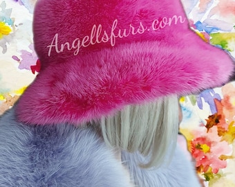 BUCKET FULLPELT MINK Hat in Beautiful colors!Brand New Real Natural Genuine Fur!