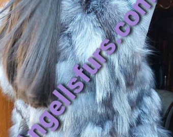 SILVER FOX ショートスタイル ファーベスト！新品 本物の天然本毛皮