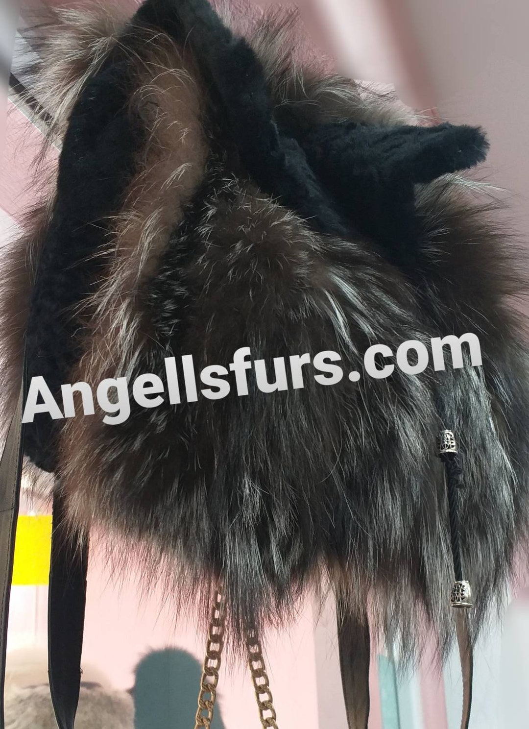Backpack by Cache Real Authentic wild animal fur. Handmade Camping Backpack, Fur Flap, Leather and Canvas main image 3