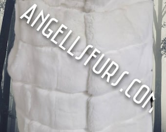 MEN'S WHITE REX Fullpelts Vest!Order Any color!Brand New Real Natural Genuine Fur!