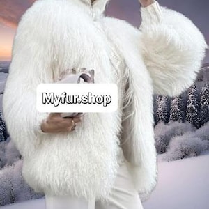 WHITE MONGOLIAN Sheep Fur Jacket!Brand New Real Natural Genuine Fur!