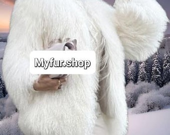 WHITE MONGOLIAN Sheep Fur Jacket!Brand New Real Natural Genuine Fur!