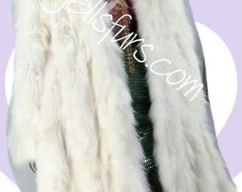 VERY LONG HOODED White Fox Coat!Order Any color!Brand New Real Natural Genuine Fur!