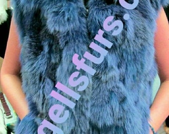 BLUE COLOR FOX Fur Vest!Brand New Real Natural Genuine Fur