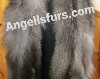 MEN'S SILVER FOX fur Scarf!Brand New Real Natural Genuine Fur!