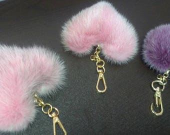 MINK HEART KEYCHAINS!Brand New Real Natural Genuine Fur!