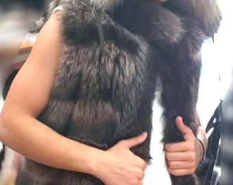 MEN'S RACCOON Fur Vest!Brand New Real Natural Genuine Fur