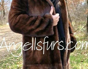 MINK FULLPELTS HOODED Coat!Brand New Real Natural Genuine Fur!