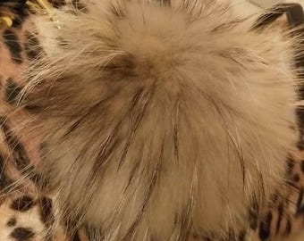 THREE FINN RACCOON PomPom-keychains!Brand New Natural Real Genuine Fur
