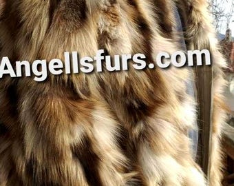 MEN'S Hooded Crystal FOX Fur Jacket!Brand New Real Natural Genuine Fur!