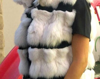 WHITE FOX FUR Vest!Brand New Real Natural Genuine Fur!