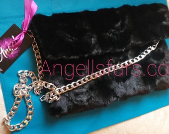 MINK FUR ENVELOPE Bag!Brand New Real Natural Genuine Fur!