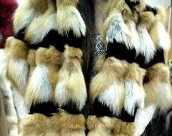 HOODED RED FOX Fur vest/jacket!Brand New Real Natural Genuine Fur