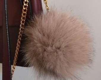 FOX POMPOM-keychains!Brand New Real Natural Genuine Fur!