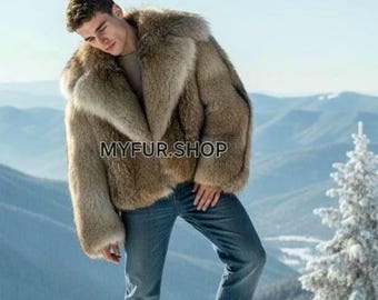Men's COYOTE SHORT Fullpelts Fur!Brand New Real Natural Genuine Fur!Order Any color!
