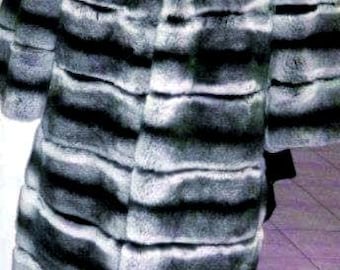 REX  Fullpelts Coat in Beautiful chinchila color!Brand New Real Natural Genuine Fur