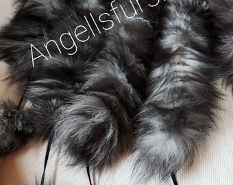 TWO SILVER FOX Scarves!Fluffy Amazing Brand New Real Natural Fox fur!Unisex!
