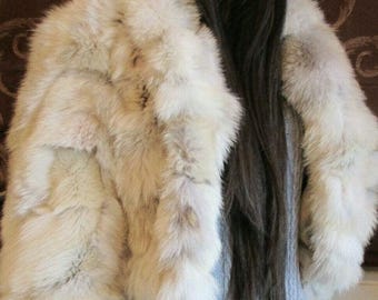 FOX Fur Short FLUFFY JACKET!Brand New Real Natural Genuine Fur!