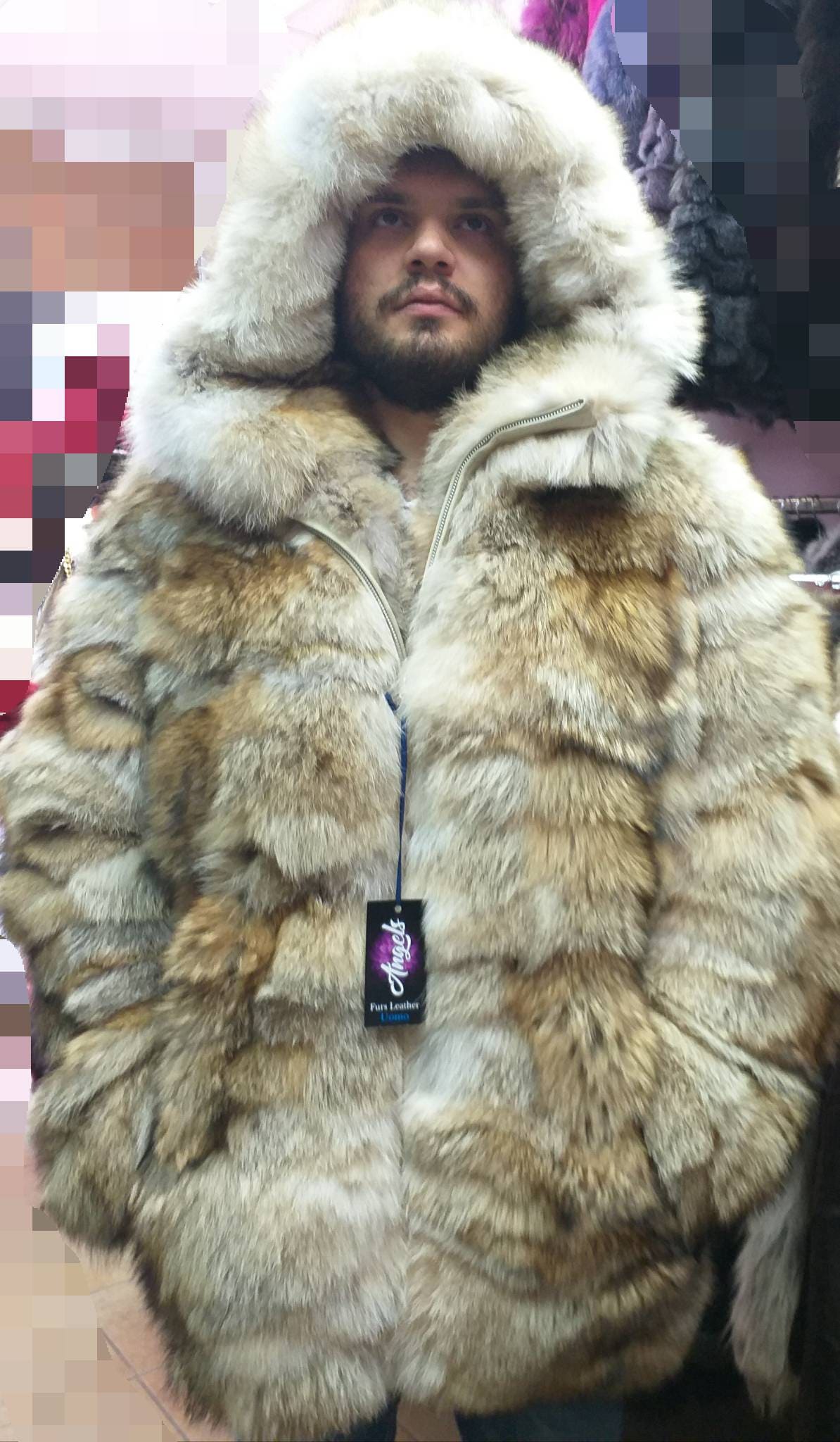 MEN'S HOODED COYOTE Fur Coatbrand New Real Natural - Etsy Canada