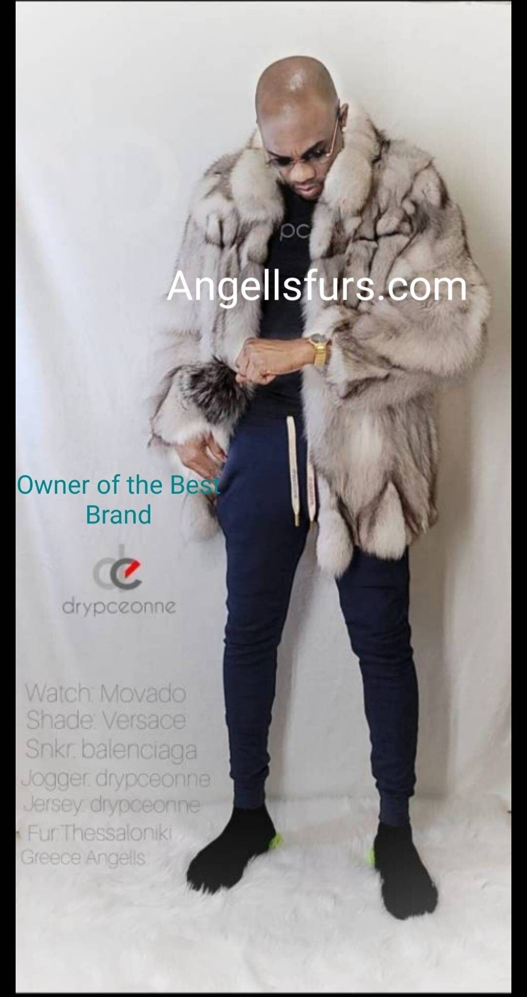 MEN S BLUE FOX Fur Coatbrand New Real Natural Genuine Fur Etsy