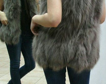 FOX FUR Vest!Brand New Real Natural Genuine Fur