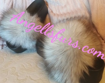 BLUE FOX Fur FLATFORMS!Order Any color!Brand New Real Natural Genuine Fur!