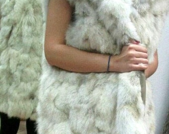 LONG FOX Fur Vest!Brand New Real Natural Genuine Fur