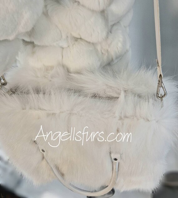 ホワイトフォックスファーバッグ！新品本物の天然本毛皮！ - Etsy 日本