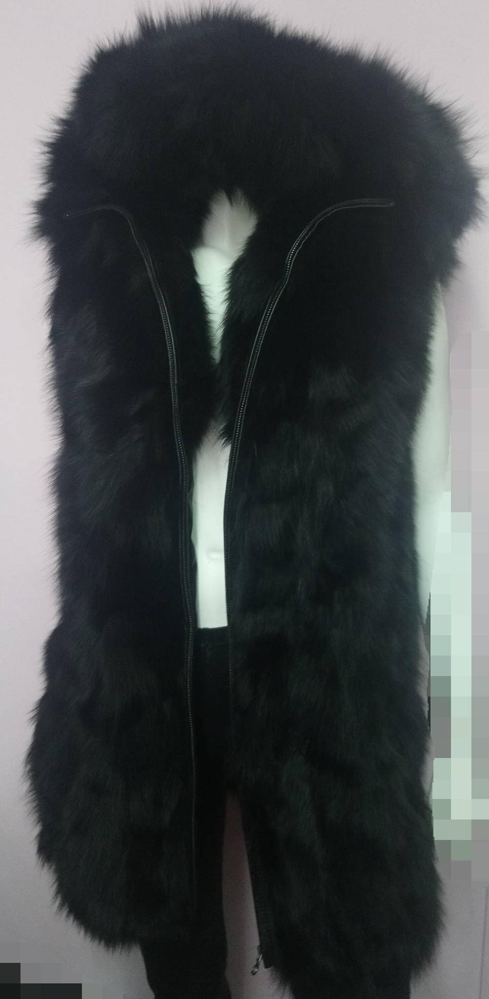 MEN S Basicnew Hooded Fluffy BLACK Fox Fur Vest Etsy Singapore