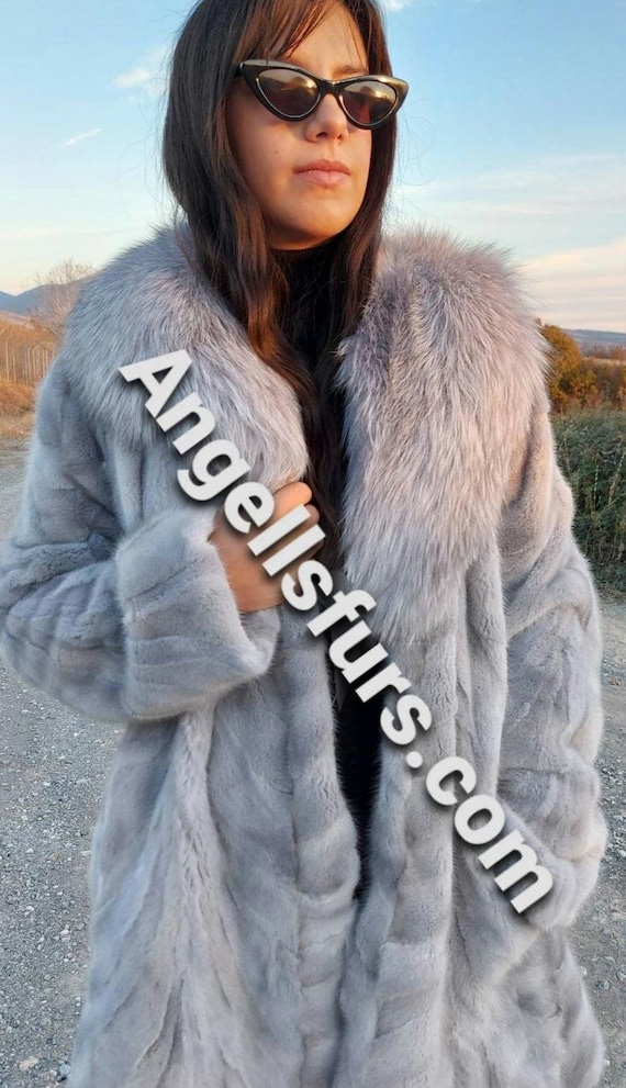 グレーミンクファーコート！新品本物の天然本毛皮！ - Etsy 日本