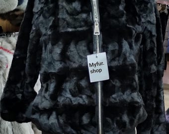 Men's MINK BOMBER Jacket!Brand New Real Natural Genuine Fur!