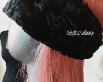 TWO ASTRAKHAN Fur HEADBANDS!Brand New Real Natural Genuine Fur!