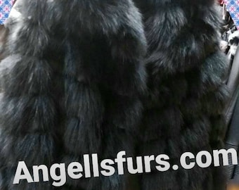 MEN'S FOX Hooded jacket!Brand New Real Natural Genuine Fur