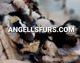 Hooded Long MULTICOLOR FOX COAT!Brand New Real Natural Genuine Fur
