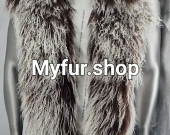 HOODED MONGOLIAN SHEEP Scarf!Order Any color!Brand New Real Natural Genuine Fur!