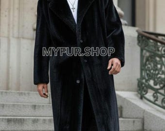 MEN'S BLACKGLAMA MINK Fullpelts Furcoat!Brand New Real Natural Genuine Fur!