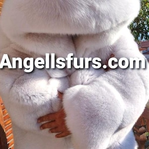 MEN&#39;S WHITE HOODED Fox Coat!Fullpelts!Brand New Real Natural Genuine Fur!