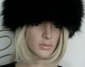 BLACK FOX Fluffy Fur HAT!Brand New Real Natural Genuine Fur!Unisex!