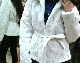 ホワイト　ミンク　白系 楽天市場】ホワイトフォックスファー×パールホワイトミンク白毛皮