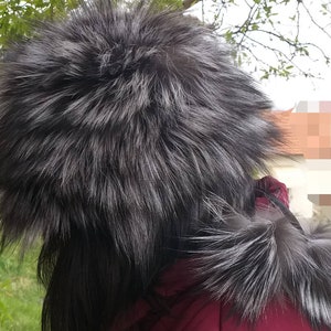 SILVER FOX HAT!Brand New Real Natural Genuine Fur!
