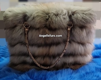 COYOTE FUR Shoulder BAG!Brand New Real Natural Genuine Fur!
