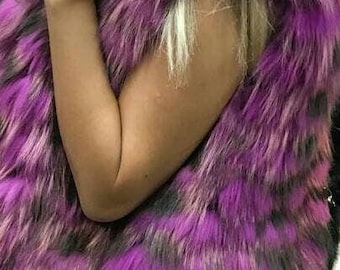Fuchsia Finn Raccoon Fur Vest!Brand New Real Natural Genuine Fur
