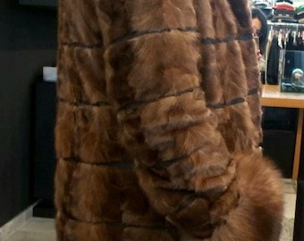 MINK LONG HOODED Fur Coat!Brand New Real Natural Genuine Fur!