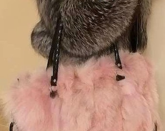 BIG PINK FOX Fur Bag!Brand New Real Natural Genuine Fur!
