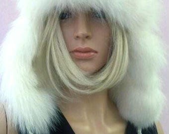 White Fox Trapper Hat! Brand New Real Natural Genuine Fur