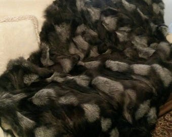 FUR For HOME!Brand New, Real,Natural Silver Fox Fur Throw Blanket!