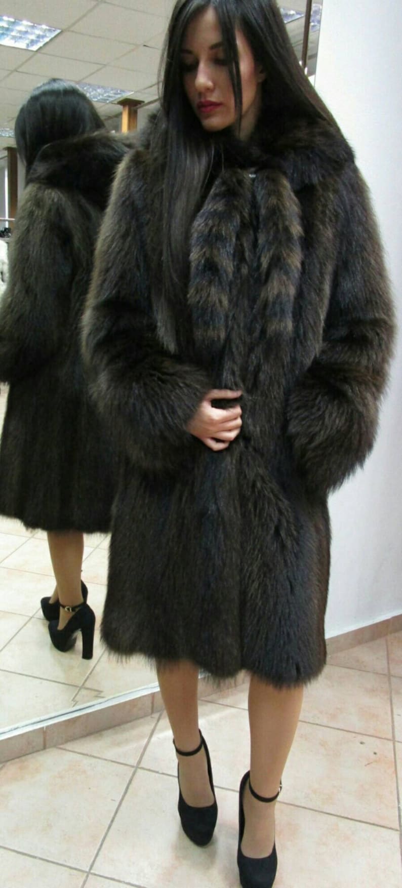 Newnatural Real Fullskin RACCOON Hooded Fur Coat - Etsy